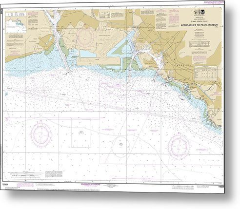 A beuatiful Metal Print of the Nautical Chart-19369 Oahu South Coast Approaches-Pearl Harbor - Metal Print by SeaKoast.  100% Guarenteed!