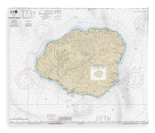 Nautical Chart 19381 Island Kauai Blanket