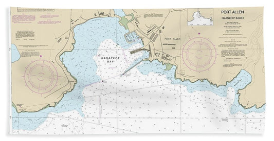 Nautical Chart-19382 Port Allen Island-kauai - Bath Towel