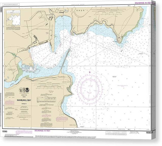 Nautical Chart-19383 Kauai Nawiliwili Bay Canvas Print