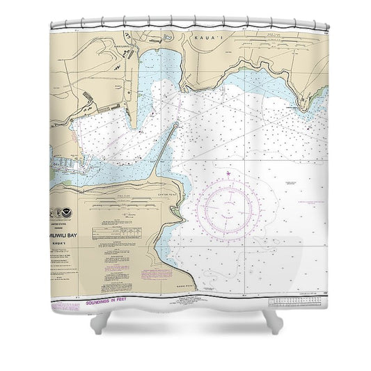 Nautical Chart 19383 Kauai Nawiliwili Bay Shower Curtain