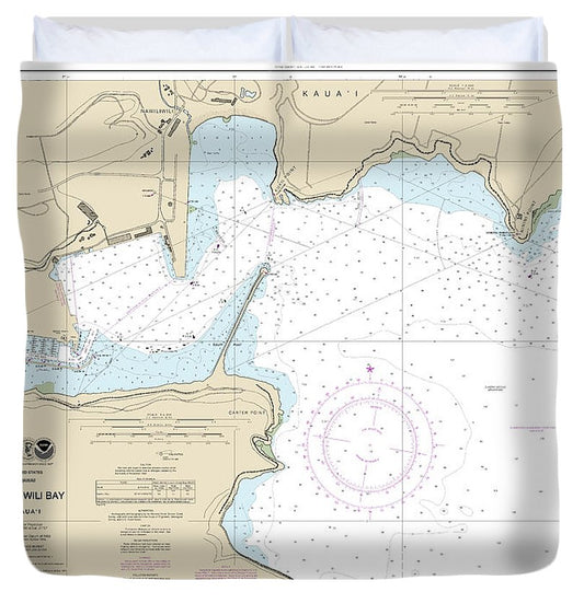 Nautical Chart 19383 Kauai Nawiliwili Bay Duvet Cover