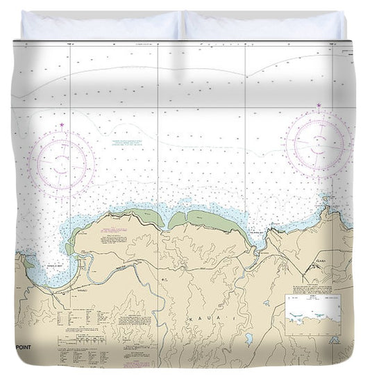 Nautical Chart 19385 North Coast Kauai Haena Point Kepuhi Point Duvet Cover