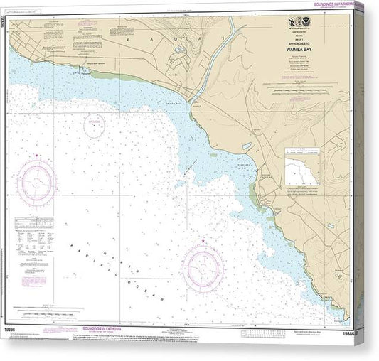 Nautical Chart-19386 Kauai Approaches-Waimea Bay Canvas Print