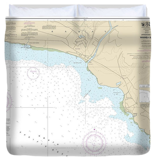 Nautical Chart 19386 Kauai Approaches Waimea Bay Duvet Cover