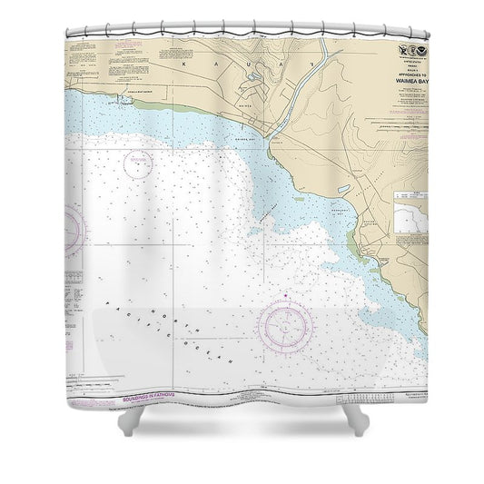 Nautical Chart 19386 Kauai Approaches Waimea Bay Shower Curtain