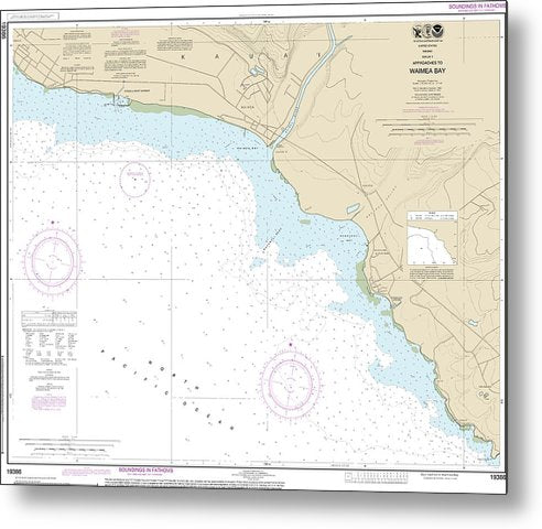 A beuatiful Metal Print of the Nautical Chart-19386 Kauai Approaches-Waimea Bay - Metal Print by SeaKoast.  100% Guarenteed!