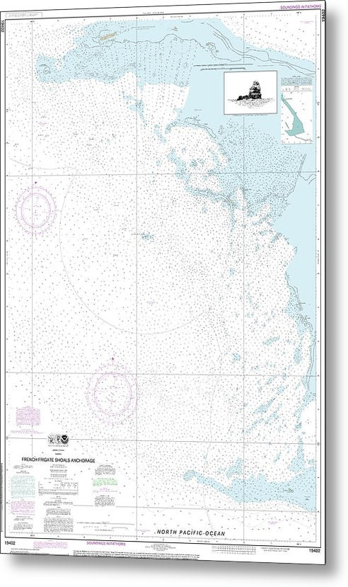 A beuatiful Metal Print of the Nautical Chart-19402 French Frigate Shoals Anchorage - Metal Print by SeaKoast.  100% Guarenteed!