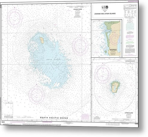 A beuatiful Metal Print of the Nautical Chart-19442 Lisianski-Laysan Island, West Coast-Laysan Island - Metal Print by SeaKoast.  100% Guarenteed!