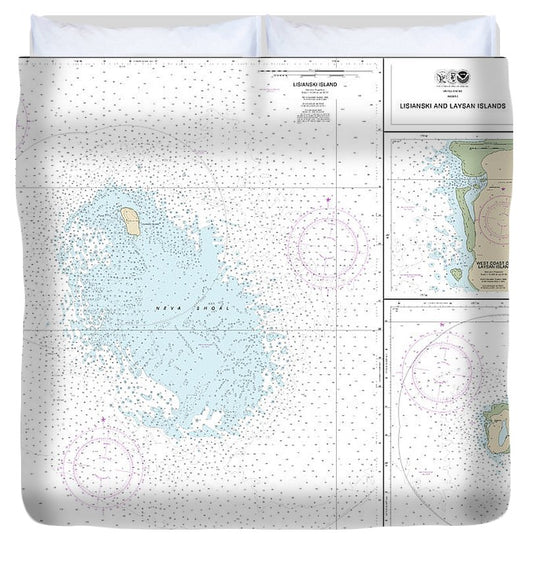 Nautical Chart 19442 Lisianski Laysan Island, West Coast Laysan Island Duvet Cover