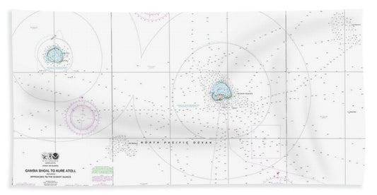 Nautical Chart-19480 Gambia Shoal-kure Atoll Including Approaches-the Midway Islands - Beach Towel
