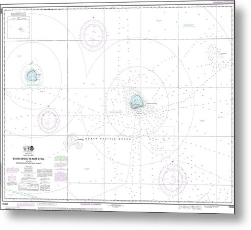 A beuatiful Metal Print of the Nautical Chart-19480 Gambia Shoal-Kure Atoll Including Approaches-The Midway Islands - Metal Print by SeaKoast.  100% Guarenteed!