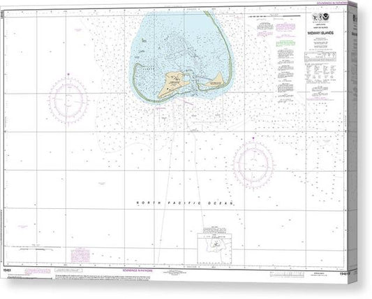 Nautical Chart-19481 Hawaiian Islands Midway Islands Canvas Print