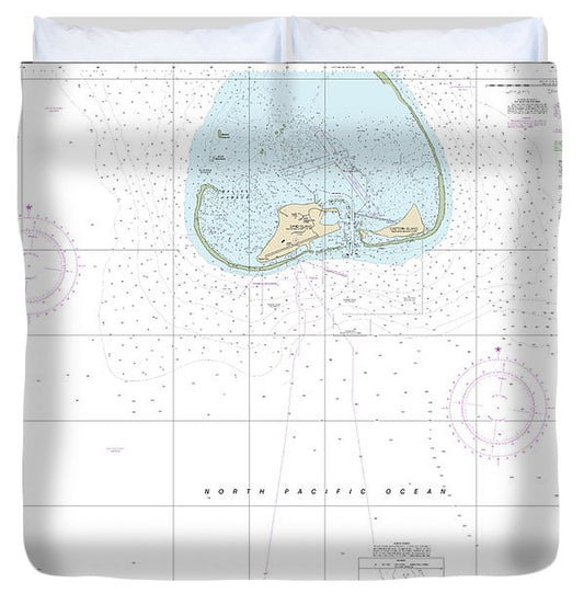 Nautical Chart 19481 Hawaiian Islands Midway Islands Duvet Cover