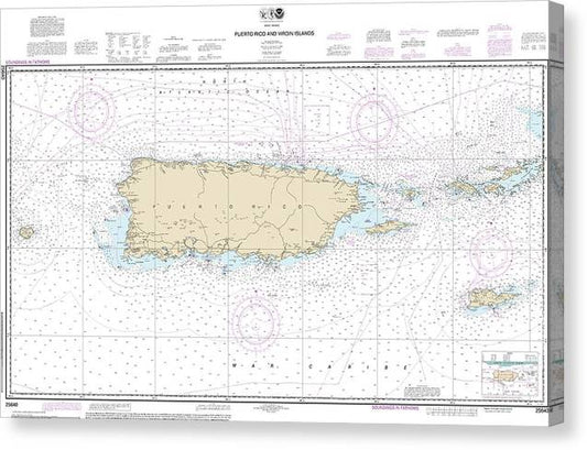 Nautical Chart-25640 Puerto Rico-Virgin Islands Canvas Print