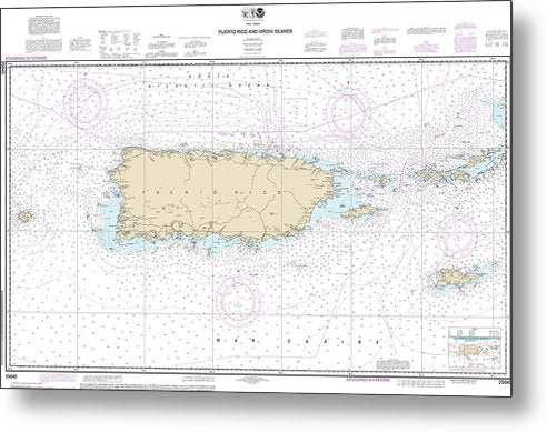 A beuatiful Metal Print of the Nautical Chart-25640 Puerto Rico-Virgin Islands - Metal Print by SeaKoast.  100% Guarenteed!