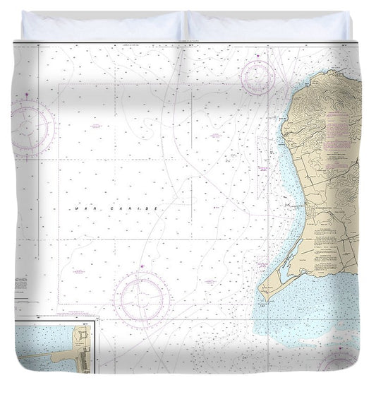 Nautical Chart 25644 Frederiksted Road, Frederiksted Pier Duvet Cover