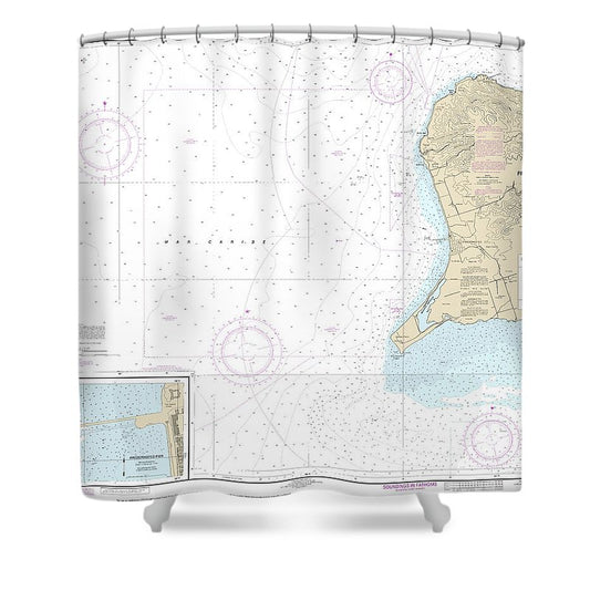 Nautical Chart 25644 Frederiksted Road, Frederiksted Pier Shower Curtain