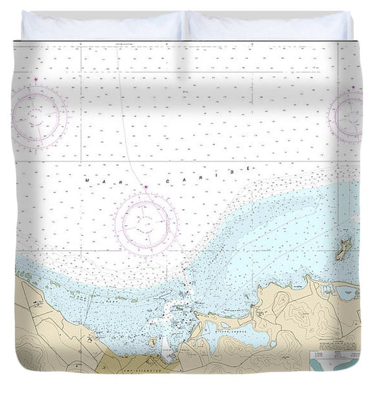 Nautical Chart 25645 Christiansted Harbor Duvet Cover