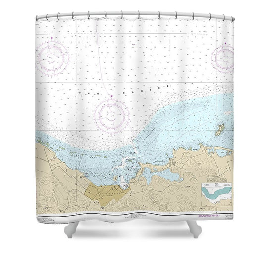 Nautical Chart 25645 Christiansted Harbor Shower Curtain