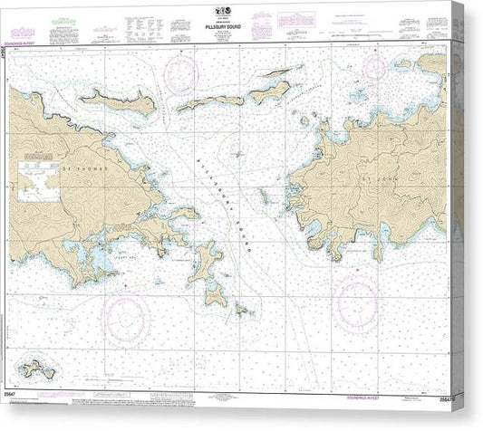 Nautical Chart-25647 Pillsbury Sound Canvas Print