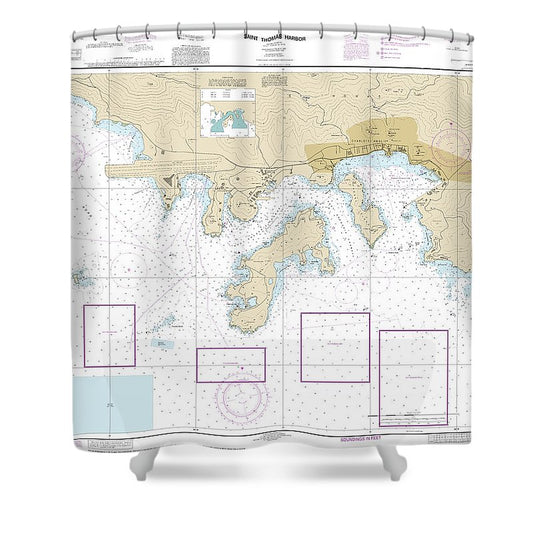 Nautical Chart 25649 Saint Thomas Harbor Shower Curtain
