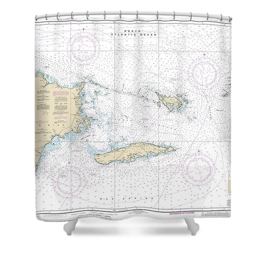 Nautical Chart 25650 Virgin Passage Sonda De Vieques Shower Curtain