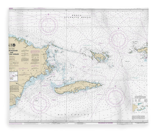 Nautical Chart 25650 Virgin Passage Sonda De Vieques Blanket