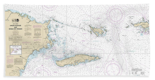 Nautical Chart-25650 Virgin Passage-sonda De Vieques - Bath Towel