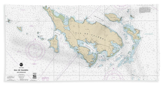 Nautical Chart-25653 Isla De Culebra-approaches - Bath Towel