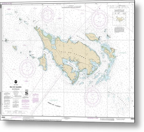 A beuatiful Metal Print of the Nautical Chart-25653 Isla De Culebra-Approaches - Metal Print by SeaKoast.  100% Guarenteed!