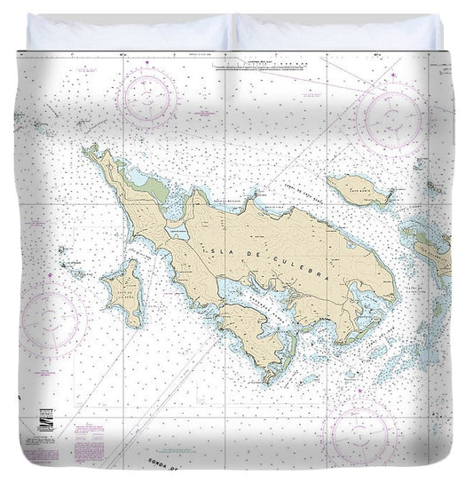 Nautical Chart 25653 Isla De Culebra Approaches Duvet Cover