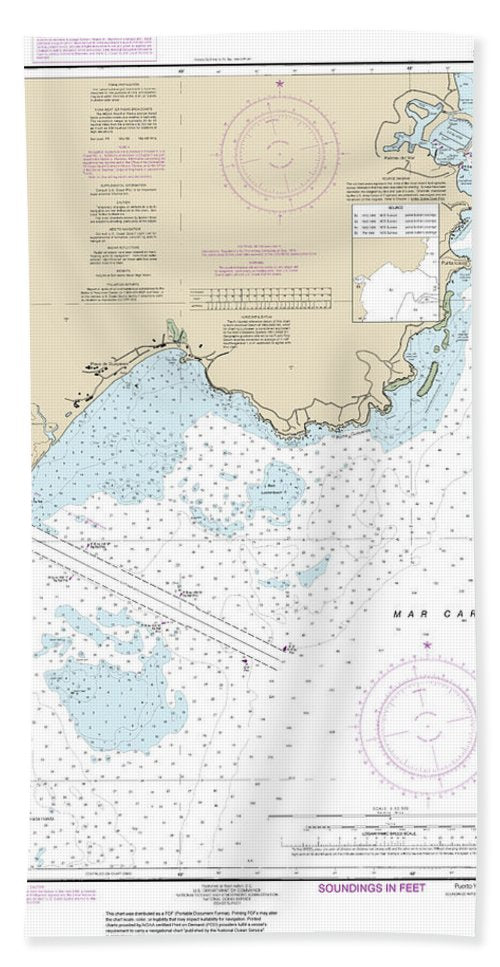 Nautical Chart-25661 Puerto Yabucoa - Bath Towel