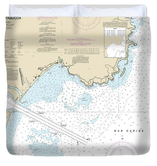 Nautical Chart 25661 Puerto Yabucoa Duvet Cover