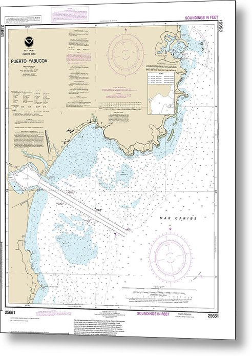 A beuatiful Metal Print of the Nautical Chart-25661 Puerto Yabucoa - Metal Print by SeaKoast.  100% Guarenteed!
