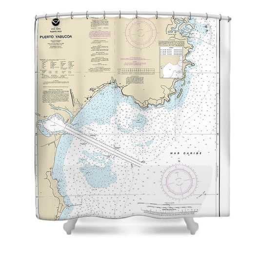 Nautical Chart 25661 Puerto Yabucoa Shower Curtain