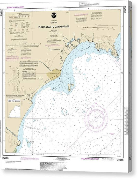 Nautical Chart-25665 Punta Lima-Cayo Batata Canvas Print