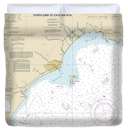 Nautical Chart 25665 Punta Lima Cayo Batata Duvet Cover