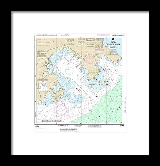 Nautical Chart-25666 Ensenada Honda - Framed Print