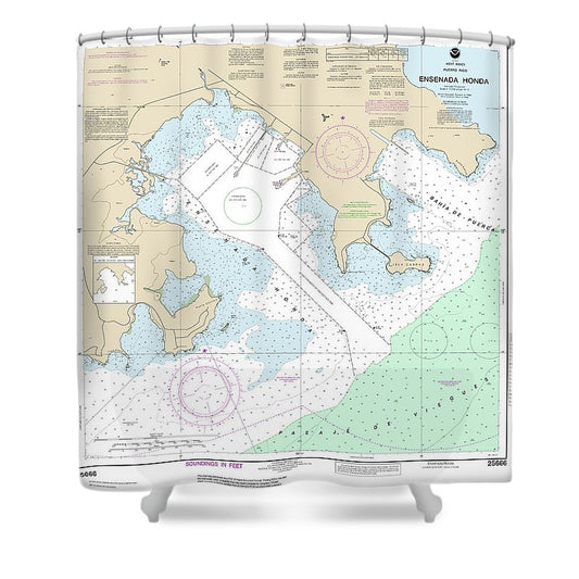 Nautical Chart 25666 Ensenada Honda Shower Curtain