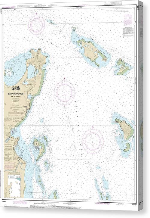 Nautical Chart-25667 Bahia De Fajardo-Approaches Canvas Print