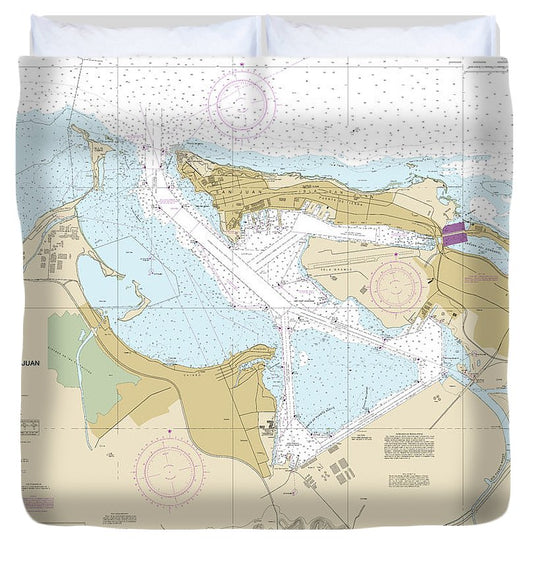 Nautical Chart 25670 Bahia De San Juan Duvet Cover