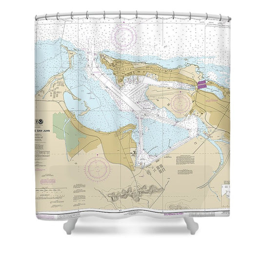 Nautical Chart 25670 Bahia De San Juan Shower Curtain