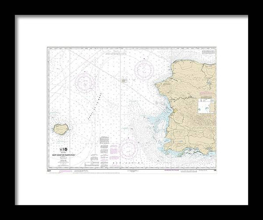 Nautical Chart-25671 West Coast-puerto Rico - Framed Print