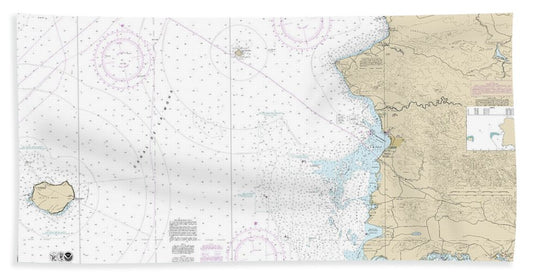 Nautical Chart-25671 West Coast-puerto Rico - Beach Towel