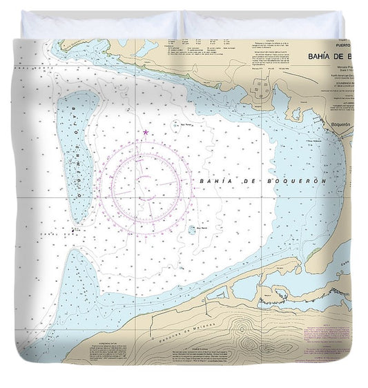 Nautical Chart 25675 Bahia De Boqueron Duvet Cover