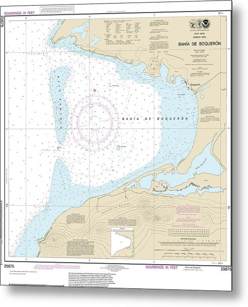 A beuatiful Metal Print of the Nautical Chart-25675 Bahia De Boqueron - Metal Print by SeaKoast.  100% Guarenteed!