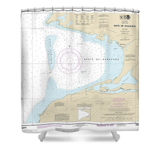 Nautical Chart 25675 Bahia De Boqueron Shower Curtain