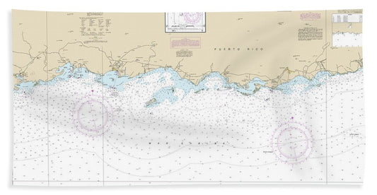 Nautical Chart-25677 South Coast-puerto Rico Guanica Light-punta Tuna Light, Las Mareas - Beach Towel
