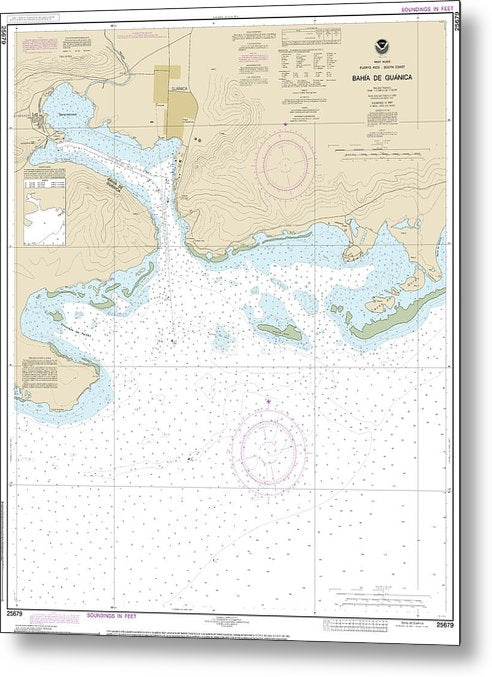 A beuatiful Metal Print of the Nautical Chart-25679 Bahia De Guanica - Metal Print by SeaKoast.  100% Guarenteed!